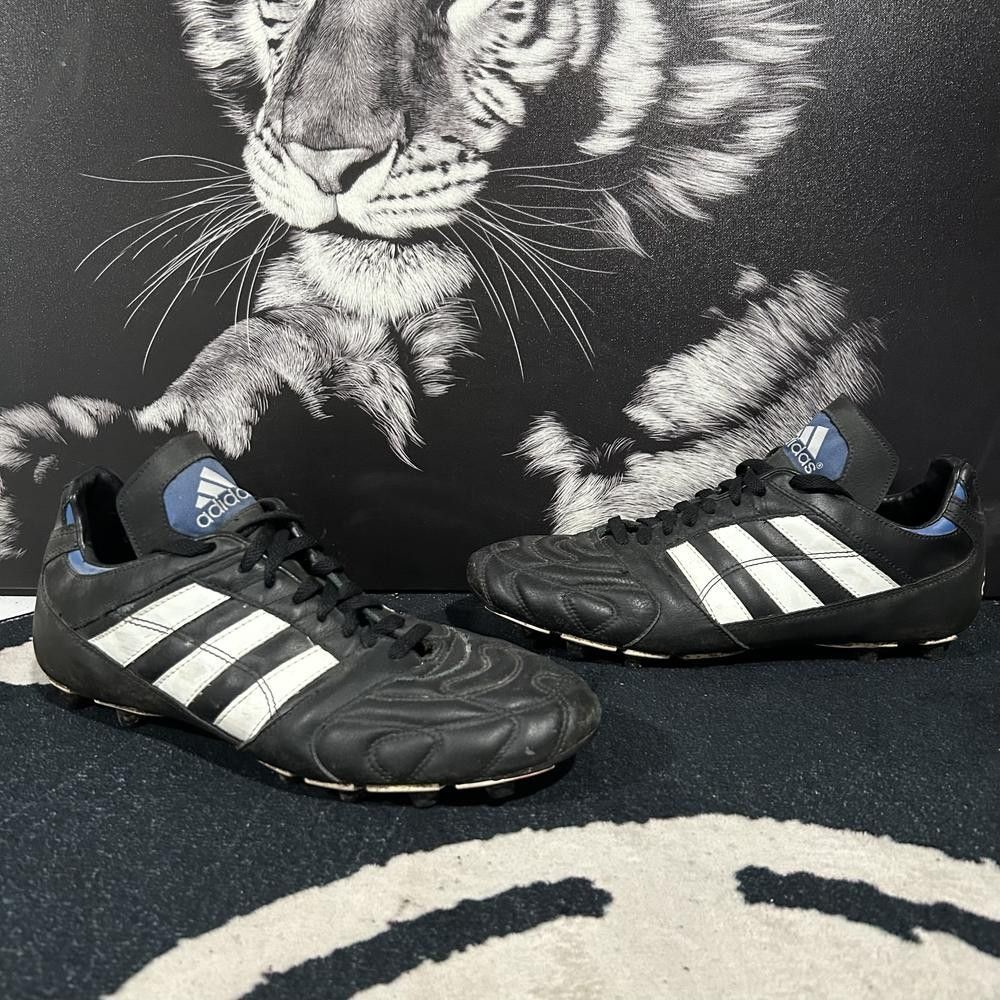 Vintage Adidas Soccer Cleats Men's 13 Black Leather Performance Athletic Lace-Up